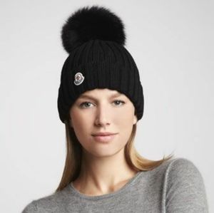 Moncler Black Pompom Beanie